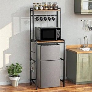 Housolution 2-Tier Mini Fridge Stand with Storage, BlackBrown