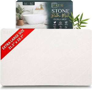 Extra Large Diatomaceous Earth Stone Bath Mat (31.5 x 19.7) Beige XL