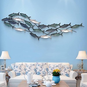 edaknez Metal Fish Wall Art, 59x16 Large Fish Wall Decor for Living Room
