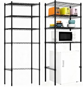 $143 4 Tier Mini Fridge Shelf with Storage for Dorm Adjustable Hight Over Mini Fridge Storage Shelf Heavy Duty Mini Fridge and Microwave Shelf for Apartment,Kitchen,Office,24W x 18D x 77H (Black)