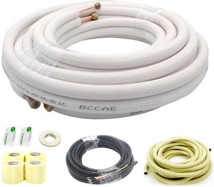 $160 33 Ft Mini Split Line Set,Air Conditioning Copper Tubing Pipe Extension,14 & 38 38 PE Thickened for AC and Heating Equipment Insulated with Nuts. (1438)