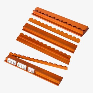 Wood Mahjong Racks with Scalloped Magnetic Pushers   Set of 4 Wood 17 Mahjong Tile Holders, Lightweight Wooden Mahjong Racks for American Mahjong Accessories & Tile Organizing(Brown)