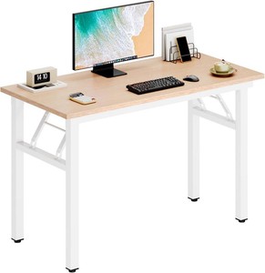 DlandHome 39.4 Inch Small Folding Computer Desk for Home Office, Pink Oak