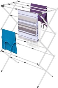 BLACKDECKER 3 Tier Expandable Collapsing Foldable Laundry Rack for Air Drying Clothing, Space Saving Heavy Duty Lightweight Metal Drying Rack(White)