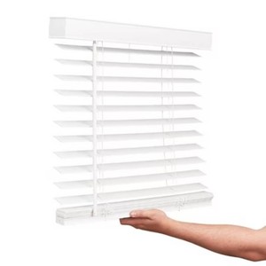 Lotus & Windoware Cordless 2 Faux Wood Room Darkening Horizontal Blind, 35 W x 60 L, Smooth, Snow White