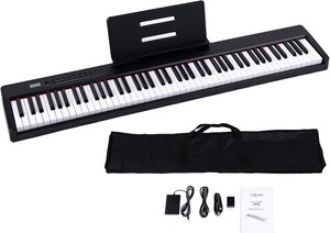 $261 Carina 88 Key Piano Keyboard with Semi-Weighted Keys Portable Piano, 128 Tones, Speakers, USB-MIDI, Carry-Bag, Sustain Pedal, Electric Keyboard Piano for Beginners,Black