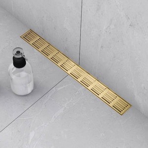 Linear Shower Drain 32 Inch,Rectangular Shower Drain SUS-304 Stainless Steel, 51LMin Fast Drainage Floor Linear Drain, US Standard CUPC Certified, Zirconium Gold, SD-109
