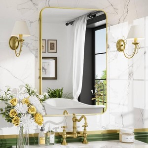 24x36 Brushed Gold Bathroom Mirror, Rectangle Vanity Mirror for Over Sink