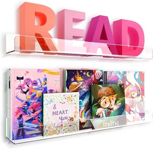 2 Packs 24 inches Clear Acrylic Shelves,Book Shelf for wall
