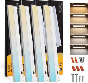 $148 Ansen 4Packs of Under Cabinet Lighting Hardwired, 36IN 22W 1426LM, Dimmable Led Light for KitchenBarCloset, CRI92, R990, 5 Color Temperature, 2700K-5000K(Warm White, Cool White, Daylight)