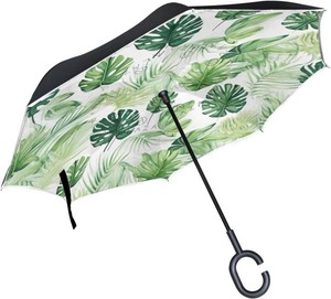 Palm Tree Leaves Inverted Umbrella, Reverse Umbrella