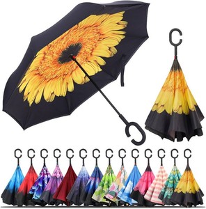 LLanxiry Inverted Umbrella, Windproof Vented Reverse Umbrellas for Rain