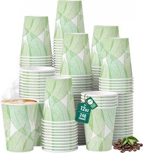 12oz 180Count Compostable Paper Cups, Plant-Based Disposable Coffee Cups with PLA Lining, Perfect for Hot & Cold Drinks, Coffee, Party, Office & Daily Use
