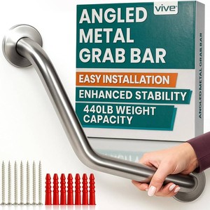 Vive Angled Shower Grab Bar (Supports 440lbs) - ADA Compliant Tub