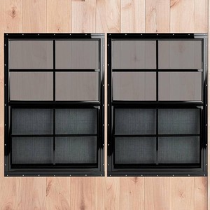 36 x 36 Black Shed Windows 2 Pack,Small Windows with Tempered Glass - Flush Mount  Ultimate Choice for Chicken Coop, Greenhouse, Garage, Playhouse