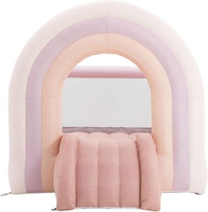 $470 PLAYSMOL Pink Rainbow Inflatable Bounce House with Blower, 8x8 Kids Jumping House for Indoor Outdoor Play, Bouncy Castle, Ages 3-8