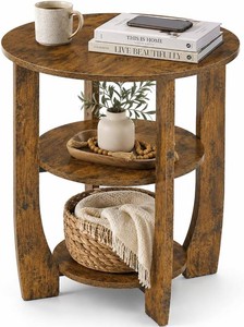 Round Side Table, Rustic Brown, 19.7 inch