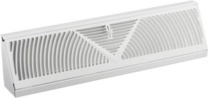 Rocky Mountain Goods 18-Inch 3-Way Baseboard Register Vent Diffuser White - RoundFlow Design for Maximum Air Flow - Smooth Air Adjust Lever - Heavy Duty Steel - Easy Install