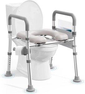 soundfuse Heavy Duty Raised Toilet Seat with Handles for Senior, 400 lbs