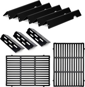 2 Pack Cast Iron Grate With 5 PCS Flavorizer Bars 3 Pcs Heat Deflector For Weber Genesis 2 Grill,for Weber Genesis ii 300 Series,Replacement For Weber Genesis ii E-310 E-315 E-325 E-330 E-335 S-310