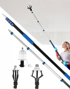 Light Bulb Changer for High Ceilings, 5-20FT to 26FT Reach, Segment Lock & Non-Slip Grip, Suction CupBasket & 34 Acme Thread, Compatible with HomeCommercial Bulbs(Blue)