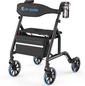 Foldable Rollator Walkers for Seniors with Seat, 8 TPR Wheels
