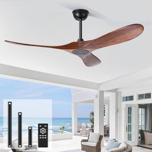 $189 heimo 72 inch Ceiling Fan No Light Indoor Outdoor 3 Blade Wood Ceiling Fans Without Lights for Patios Living Room Bedroom Extra Large Exterior Big Outside Wooden Fan with Remote(Walnut)