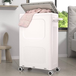 Slim Laundry Hamper with Lid 50L Rolling Basket