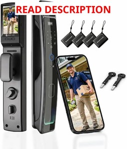 $190 Smart Door Lock with Camera & 3D Face Recognition, Keyless Entry Door Lock with Fingerprint, Password, IC Card, App Control & Doorbell, Secure Mortise Lock for Front Door (Usmart App)