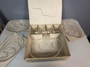 1950s Homestead Snack Set Federal Glass Company - Four Plates and Four Cups (in excellent condition)
