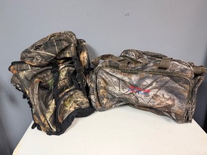 Large Camo Backpack and Duffel Bag.  All Zippers, Straps and Bags in Good to Excellent Condition