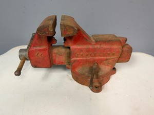 Vintage Red Craftsman Cast Iron Swivel Bench Vice