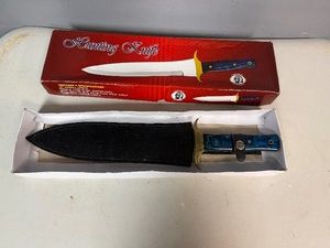 Chipaway Cutlery 16 Hunting Knife, Stainless Steel Blade, Blue Pakka Wood Handle in Original Box