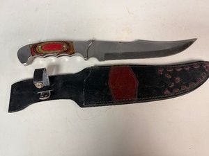 Chipaway Cutlery 16 Hunting Knife, Stainless Steel Blade, Redwood Handle with Sheath