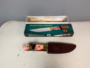 Chipaway Cutlery 11 Hunting Knife, Brass Bolster, Red Color Bone Handle