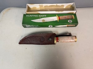 Chipaway Cutlery 12 Hunting Knife, Brass Bolster, Marble Handle