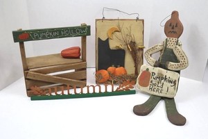 Autumn & Halloween Painted Wood Decor Mixed Lot