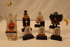 Ilona Steelhammer Wooden Halloween Figures 4 12-9 in (Lot of 7)