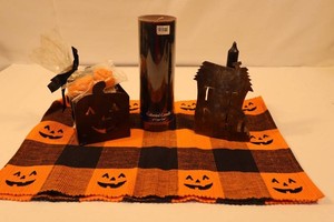 Halloween Assortment Candles, Metal Holders, Placemats