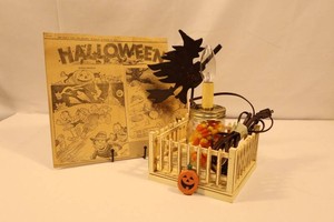 Vintage Halloween Newspaper, Candy Corn Lamp & Wooden Decor Mixed Lot