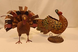 Metal Turkey Decor Set (Lot of 2)