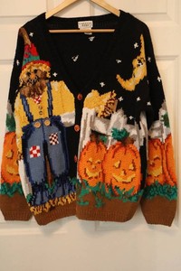 Carroll Reed Halloween Pumpkin Harvest Cardigan Sweater Size Small