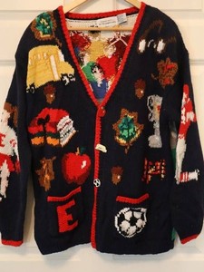 Alexandra Bartlett Holiday Novelty Knit Cardigan Size Small