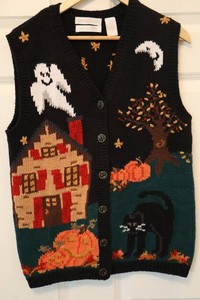 Cape Isle Knitters Halloween Sweater Vest Size S