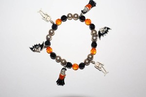 Halloween Charm Bracelet With Bats, Skeletons & Witch Charms
