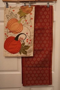 Vintage Pier 1 Imports Pumpkin & Medallion Table Runners (Lot of 2)
