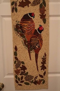 Vintage Pier 1 Imports Fall Pheasant Beaded Table Runner