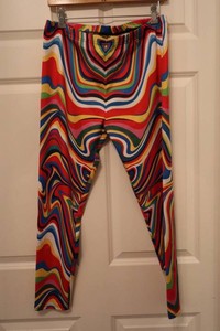 Halloween Costume Leggings - Multicolor Psychedelic Pattern, Size XL