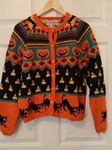 Lauren Hansen Petites Hand-Knitted Halloween Cardigan Size M