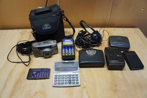 Assorted Vintage Electronics - Camera, Calculators, Walkmans, Cassette Player
